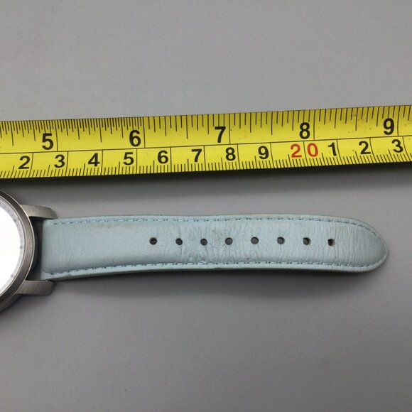 MVMT Watch Women 38mm Silver Tone Blue Leather Band New Battery